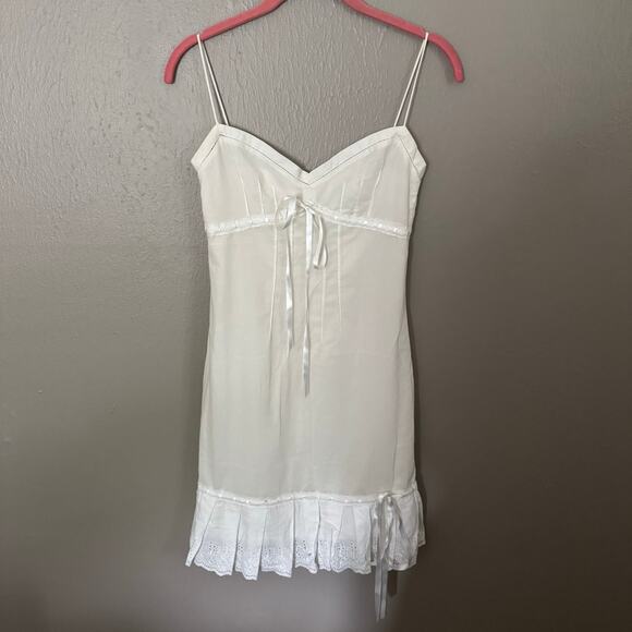DOLCE AND GABBANA White Tie Ruffle Summer Mini Dress Size 38 Casual Spring - Picture 1 of 9